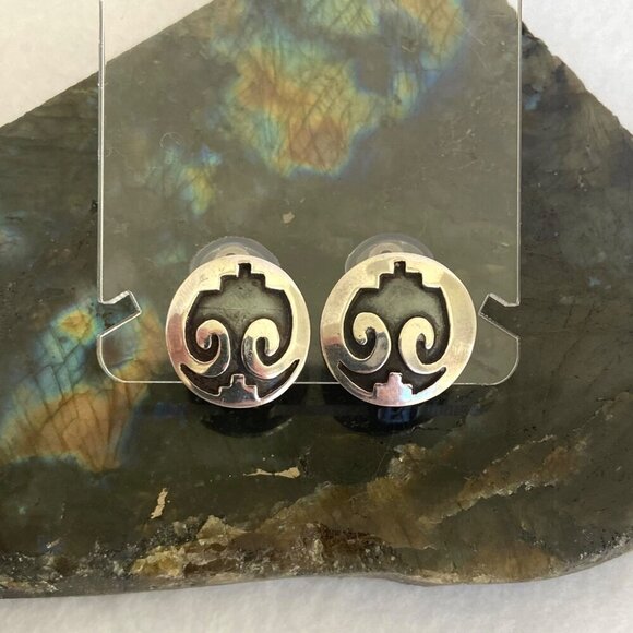 VTG Sterling Silver 925 Southwest Style Thunderbird Round Clip On Earrings - Picture 11 of 16